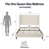 Peyton Upholstered Queen Bed / 54" High Headboard / Traditional Hand Buttoned Tufting / Nailhead B083P152026