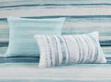 6 Piece Printed Quilt Set with Throw Pillows Aqua Full/Queen B03597637