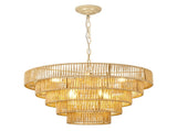 68.07" Tiered Chandelier, 5-Tier Off White Metal & Glass Pendant Light, 8xB12 Socket Max 40W, Bulbs W6558P574497