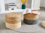 (SKU25251298Ottoman Poof, Natural Seagrass Poufs, Hand Weave Round Footstool, Pouffe Accent 74315377