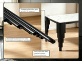 Modern 49" Rectangular Dining Table, White Marble-Look MDF Top with Black Metal Legs, Space-Saving W5123P548853