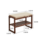 (Walnut Color) Solid Wood Shoe Bench, Beech Wood Storage Rack Organizer with High Rebound Sponge W1283P242717
