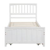 Twin size Platform Bed with Trundle, White WF195106AAK