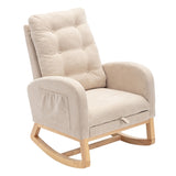 ZNTS Accent Rocking Chair with Footrest High Back Rubber Wood Rocking Legs Bedroom Living Space 26.77D X W2231P143504