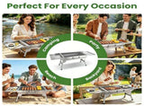 Portable Folding Charcoal BBQ Grill, Outdoor Barbecue Grill with Dual Side Shelves & 12 Air Vents, 30224474