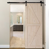 ZNTS 30 in. x 84 in. Unfinished Sliding Barn Door with 5.5FT Barn Door Hardware Kit & Handle ,K 00932362