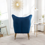 Sovarol Velvet Button-Tufted Wing Back Accent Chair, Blue T2574P164251