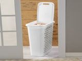 Slim Laundry Hamper, Plastic, Lift-top Lid and Integrated Handles, White, 4 Count 97378403