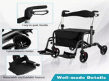 Foldable Rollator Walker with 8" Wheels Handbrake Storage Bag Cane Holder for Seniors & 64661488
