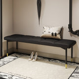 59*17 Inch Multifunctional Black Shoe Bench - Faux PU Cushion, Sturdy Metal Legs With Gold W1151P214997