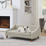 Durable Elevated Dog Sofa Bed,Pet sofa with modern irregular armrest design,Comfortable soft dog W487P266085