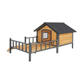 Outdoor Large Wooden Cabin House Style Wooden Dog Kennel with Porch W219P246168