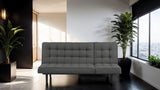 Dark Gray Futon Sofa Biscuit Tufting Seat Back 1pc Sofa Adjustable Headrest Converts to Chaise Couch B2741P314816