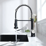 Commercial Black and Nickle Faucet with Pull Down Sprayer, Single Handle Single Lever W1932P172324