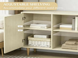 Natural Wood Sideboard Buffet Cabinet with Double Doors Adjustable Shelves And Wood Legs for Kitchen 52448874