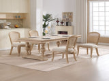 French Country Dining Chairs Set of 2, Upholstered Chairs with Nature Rattan Fan-shaped Back, Wire W3426P324538