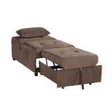 ZNTS Modern Lift Top Storage Bench with Pull-out Bed 1pc Brown Velvet Tufted Solid Wood Furniture B011P170004