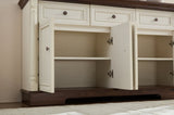 Farmhouse Style Kitchen Storage Cabinet, Large Wall Cabinet with Drawers and Doors in Roman Column W2393P300547