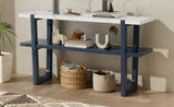 TREXM Retro Elegant Console Table with Marble-Effect Top and Versatile Storage Solutions for N715P196906M