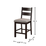 Dining Chairs Padded Fabric Seat Set of 2pc Side Chair Ladder Back Kitchen Dining Room Espresso B011P291549