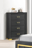 Glamorous 1pc Modern Glam Style 4-Drawer Chest Dark Gray Gold Finish Gold-colored Hardware Bedroom B011P207450