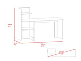 White and Pine 4-Shelf Writing Desk B06280450
