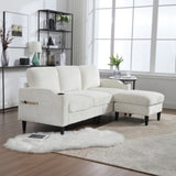 UNITED WE WIN Sofa for three, solid wood frame, Chenille fabric, side pocket, with two cup holders, W1568142735
