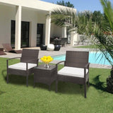 ZNTS TY-3pcs 2pcs Arm Chairs 1pc Coffee Table Rattan Sofa Set Brown Gradient 52766192