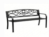 50" Metal Outdoor Bench with Backrest & Armrests, 550 lbs Load Capacity, for Garden, Patio & Front 69618709