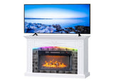 43" Shaker White Fireplace Media Console, Single Mantel with RGB Lights for 18" Fireplace Insert 58783641