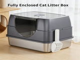 Galaxy stainless steel gray cat litter box, sturdy and durable, easy clean, odorless, non stick 61124127