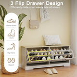 Shoe Storage Bench with 2 Flip Drawers and Adjustable Shelf for Entryway, Hallway, Bedroom-Antique W1120P290636