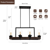 ZNTS Matte Black / Wood Grain Metal Chandelier Fixture, 6 lights Ceiling Pendant light for Living Room, W1592P175987