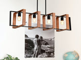 4-Light Kitchen Island Lights Pendant Light Farmhouse Dining Room Light Fixture, Rustic Wood and W1592P233389