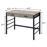 Light Weathered Oak and Black Writing Desk with 2 Drawers B062P184545