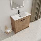 ZNTS 36" Bathroom Vanity with White Ceramic Sink & 2 Soft-Close Cabinet Doors 30404935