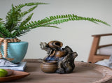 6.3x5.1x10.8" Decorative 3 Tier Water Fountain with Pot Design, Brown W2078138944