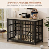 Furniture style dog crate wrought iron frame door with side openings, Grey, 43.3''W x 29.9''D x W1162119832