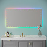 ZNTS 48X24 inch LED Bathroom Mirror with Lights Backlit RGB Color Changing Lighted Mirror for Bathroom W1820122114