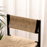 Honey Bar Stools Set of 2 Paper Rope Weave Dining Chairs with Back Hand Weave Stools for Kichen W1757138691