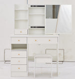 37" Middle Size Left Drawer Desktop Vanity Table Cushioned Stool, Extra Large Right sliding W3258P293194