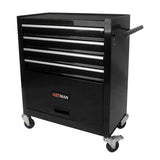 4 DRAWERS MULTIFUNCTIONAL TOOL CART WITH WHEELS-BLACK W110280935