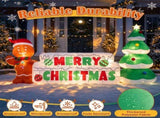 9.5 FT Inflatable Merry Christmas Sign with Gingerbread Man & Xmas Tree, Built-in LED Lights Blow Up 37609638