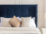 Peyton Upholstered King Bed / 54" High Headboard / Traditional Hand Buttoned Tufting / Nailhead Trim B083P152029