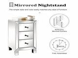 () 3-Drawer MDF Bedside Table with Mirrored Finish 11.8*11.8*23.6 Silver 25394141