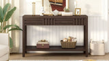 U_STYLE Ash Veneer Modern Style Console Table, Striped Design, Suitable for Entryway, Corridor, N711P230810D