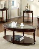 ZNTS Transitional 1pc Coffee Table Dark Cherry Open Bottom Shelf Beveled Glass Top Turned Legs Living B011P144698