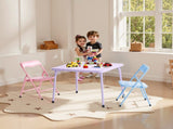 Kids Picnic Table and 2 Chairs Set, Foldable Table for Backyard, Camping and Crafts, Pastel 03385561