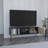 Huna Hairpin Legs TV Stand, Dual-Tone with 2 Doors and Open Shelves B200P173203