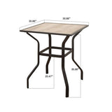 Outdoor Patio Bar Table Square Metal Table with Wood-Look Tabletop, for Garden Balcony Backyard W1859P203847
